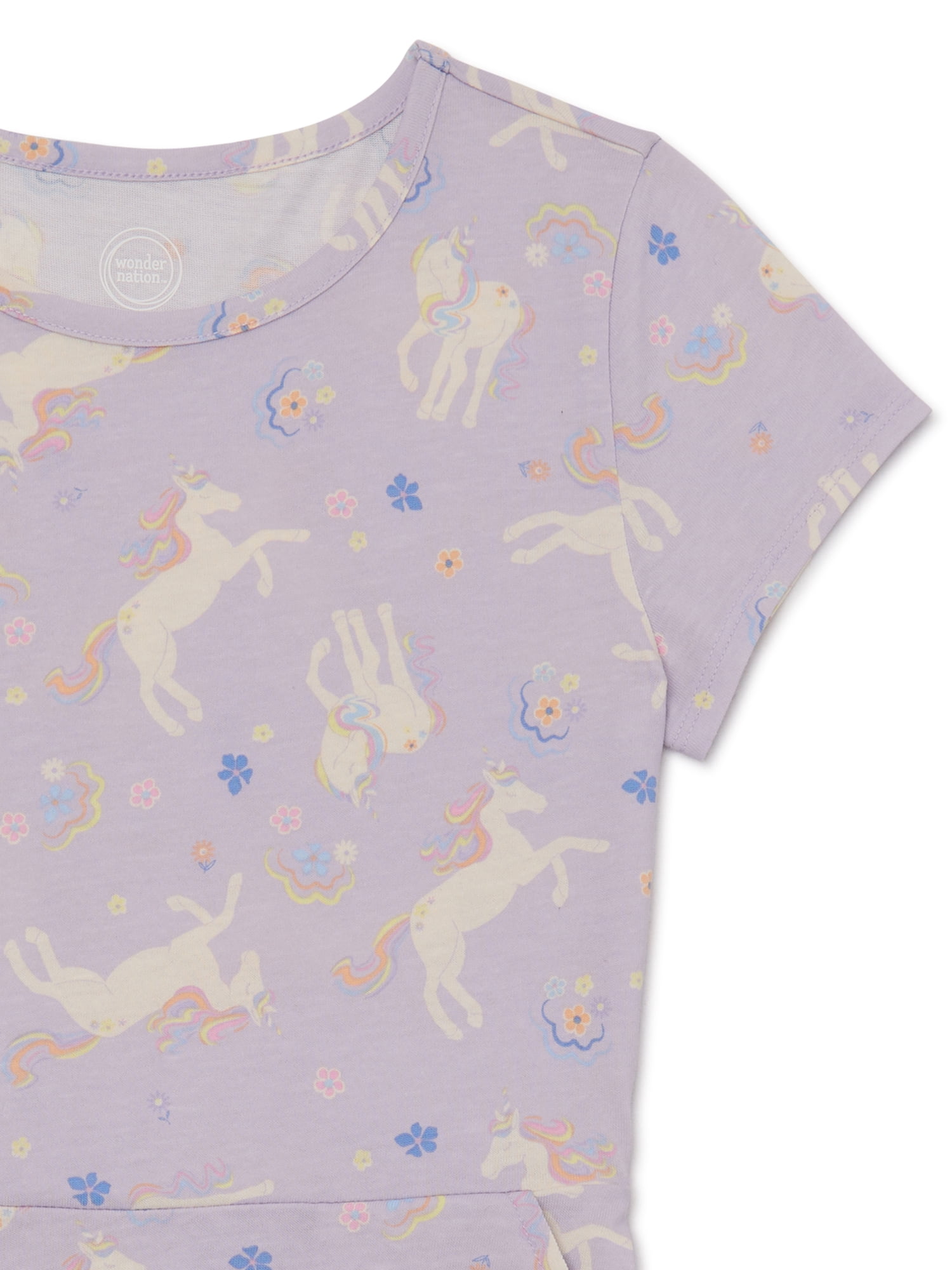 Wonder Nation Girls Short Sleeve Play Dress, Size 4-18 & Plus