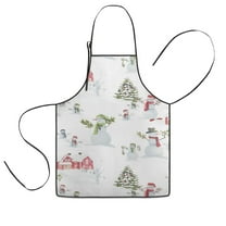 White Christmas Snowman Pattern Kids Aprons for Girls and Boys,Adjustable Neck Strap Toddler Aprons for Kids Cooking Baking