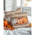 thumbnail image 2 of Fall Throw Pillow Covers&nbsp;16x16 Inch Set of 2 Orange Pumpkin Decorative Pillow Covers White Pumpkin Leaves Wood Grain Cushion Cover Pillowcase for Sofa Couch Bed Home Decor, 2 of 9