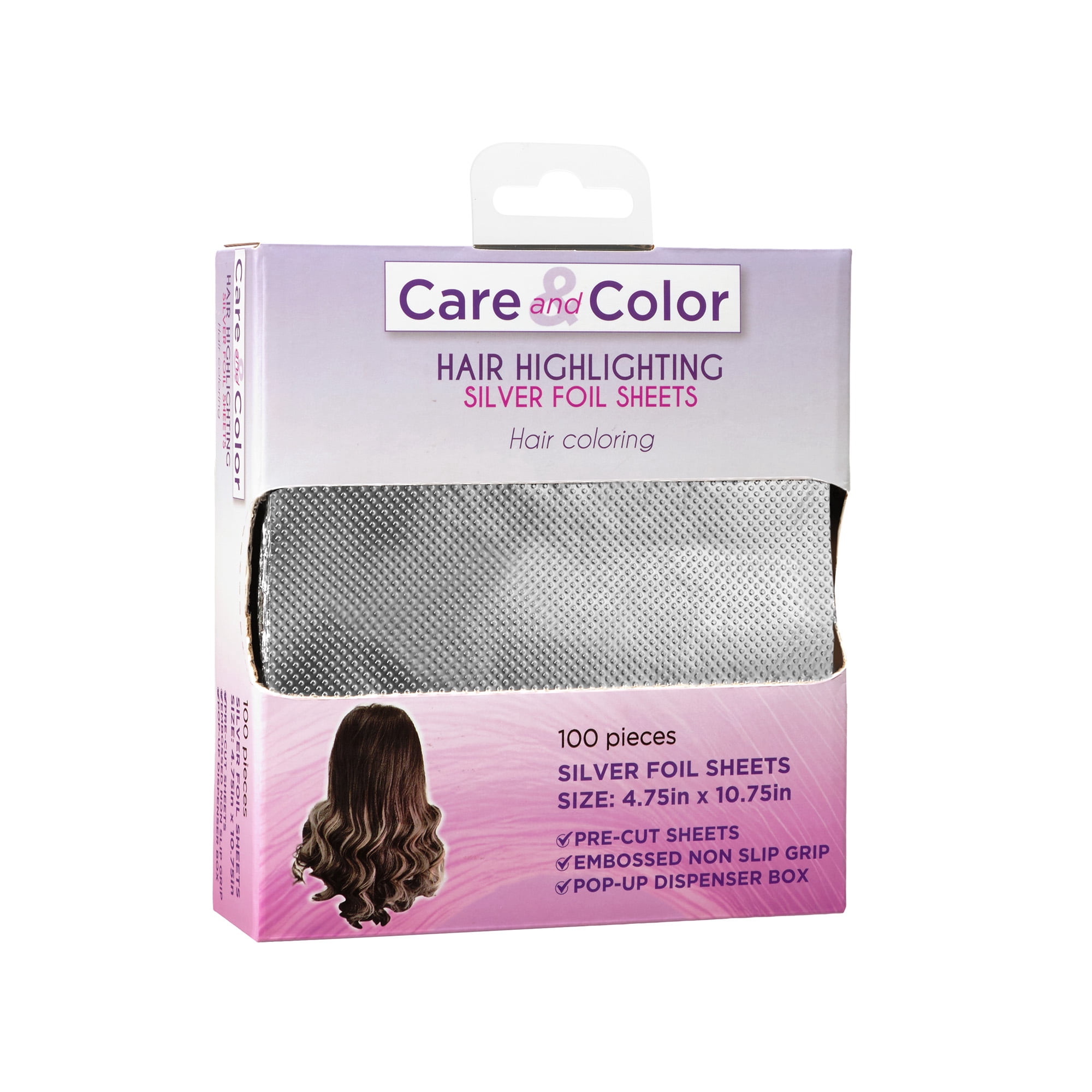 Care & Color Pre-Cut with Pop-Up Dispenser Foil Sheets Hair Coloring Medium, 100pc