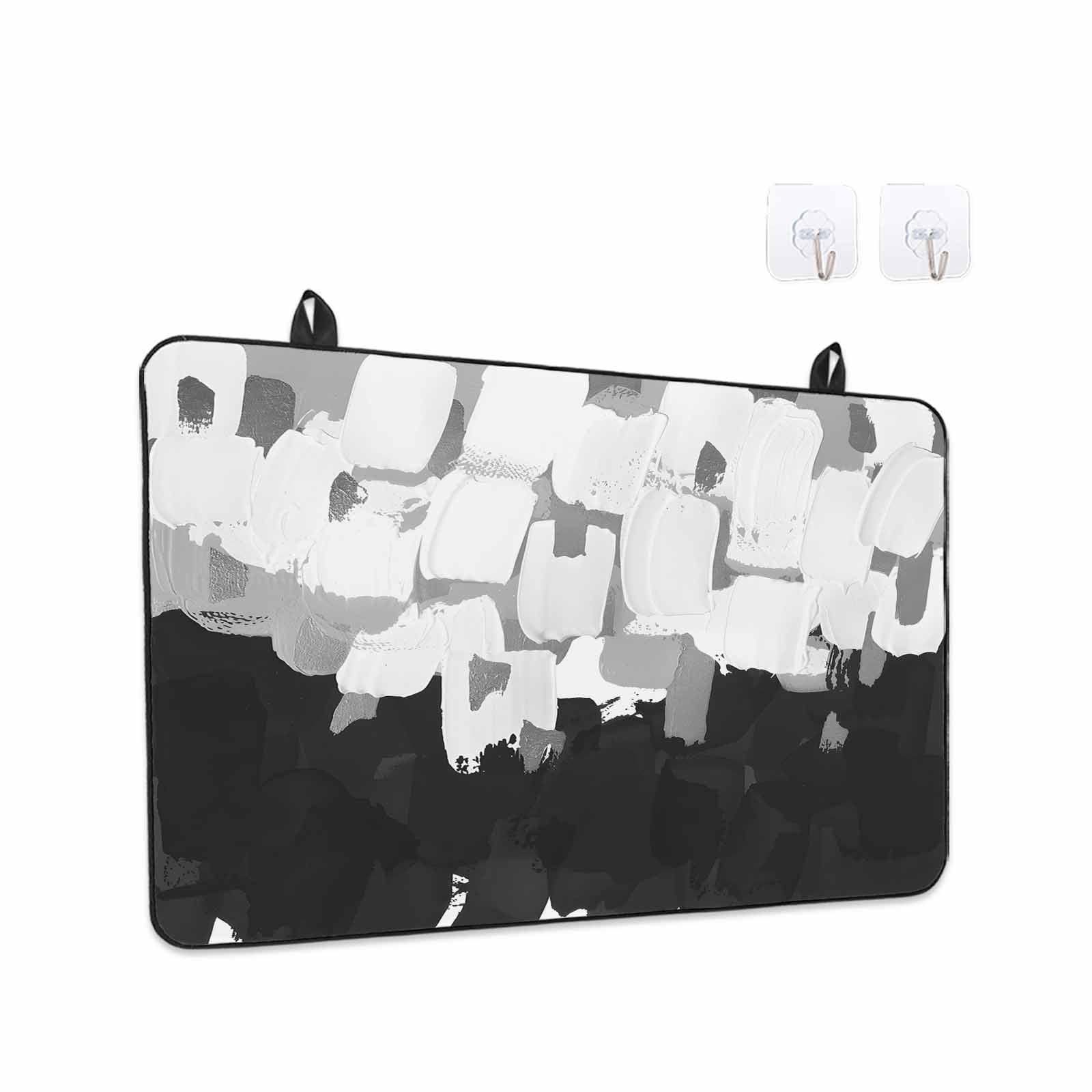 Black White Stove Top Cover for Electric Stove, Heat-proof & Non Slip Glass Top Stove Cover Protector, Abstract Graffiti Paint Country Retro Tribal Kitchen Flat Cooktop Rubber Mat 24x21 Inches