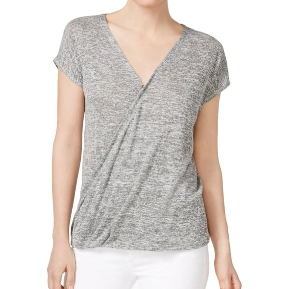 Rachel Roy Womens Wrap Basic T-Shirt, Grey, X-Small
