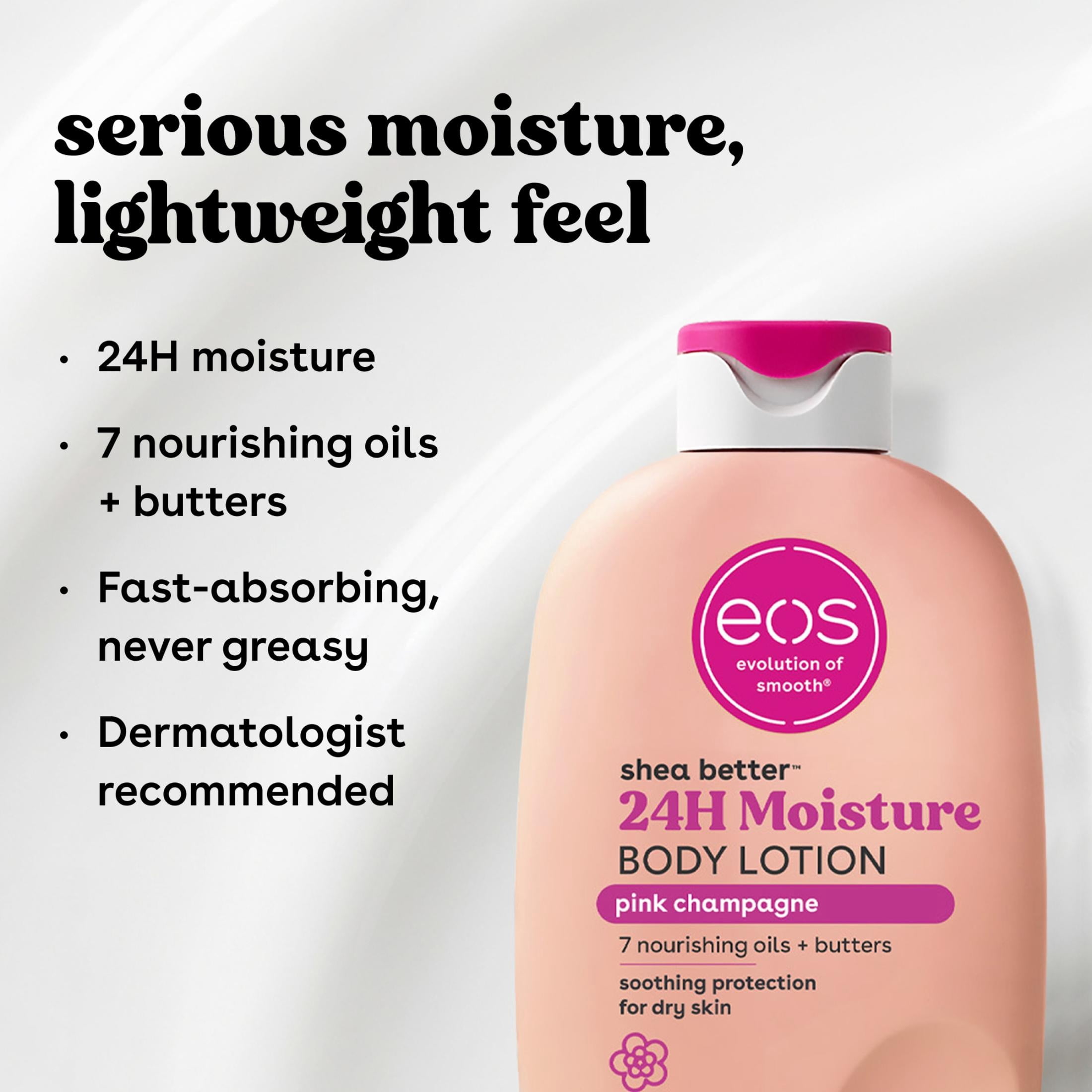 (3 pack) eos Shea Better Body Lotion for Dry Skin, Pink Champagne, 16 fl oz