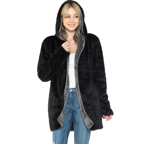 Safus Couverture à Capuche Portable en Polaire Épaisse avec Poche - Noir - Grande Taille - pour Femmes et Hommes, Chaude et Confortable