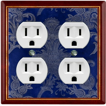 Metal Light Switch Plate Cover Elegant Blue Floral Damask Maroon Frame FRA037
