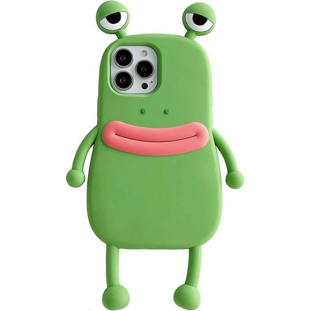 Liangnv Las Cajas Del Teléfono Kawaii Se Aplican Al Iphone 14 Pro Max,Caja Del Teléfono De La Rana Verde De Dibujos Animados Lindo Funda Divertida Única Funda 3d Para Iphone 14 Pro Max Silicona S