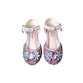 thumbnail image 3 of SGFCWSX Girls Dress Shoes Kids Glitter Rhinestone Gem Pearl Ankle Strap Wedding Party Flower Girl Flats Pink Size 9 Years, 3 of 4