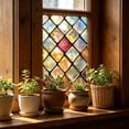 thumbnail image 3 of Stained Glass Window Privacy Film Static Cling - Rainbow Glass Decorative Sun Blocking Window Covering, Non-Adhesive Removable Stickers for Home & Office, 17.7" x 39.4", 3 of 5