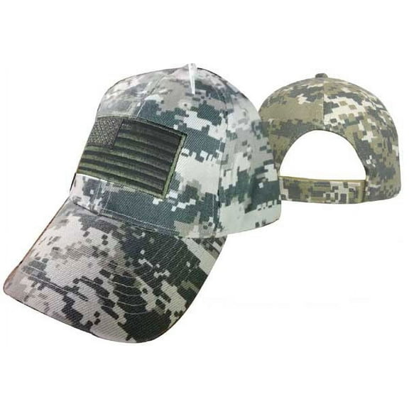 American Flag Tactical Camo Hat Cap With Green Patch