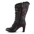 thumbnail image 4 of L'Artiste FORUTALUV Women's Embroidered Suede Lace-Up Boot – Baroque Velvet Mid-Shaft with Stacked Heel, 4 of 9