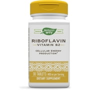 Nature's Way Riboflavin Vitamin B2 - 400 mg Riboflavin - Supports Cellular Energy* - Gluten Free - 30 Tablets