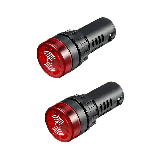 Pilot Light /DC 24V Panel Indicator Flashing Alarm with Buzzer, Red
