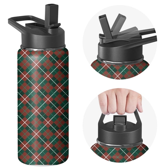 Christmas 18 oz Insulated Stainless Steel Water Bottle with Straw & Cleaning Brush , Leakproof, BPA-Free, 304 Stainless Steel, Wide Mouth, Travel Mug for Car, Gym, Office