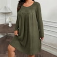 thumbnail image 2 of Sexlip Womens Fall Dresses 3/4 Sleeve Plus Size Casual Swing Loose Tunic Dress with Pockets Green XXL, 2 of 8