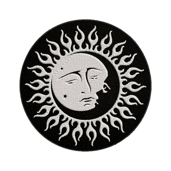 Sun and Moon Cosmology Embroidered Patch Iron-On Applique, Cosplay Vest Clothing Badge Back Packs Uniform DIY