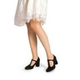 thumbnail image 4 of BURUDANI Low Chunky Heels for Women T-Strap Mary Jane Pumps Wedding Dress Shoes, 4 of 6