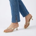 thumbnail image 4 of Cushionaire Miami Kitten Heel Sandals for Women - Soft Vegan Leather Thong Heeled Sandals with Memory Foam Padding & Non-Slip Outsole for All-Day Comfort, Comfortable Heels for Summer, 4 of 19