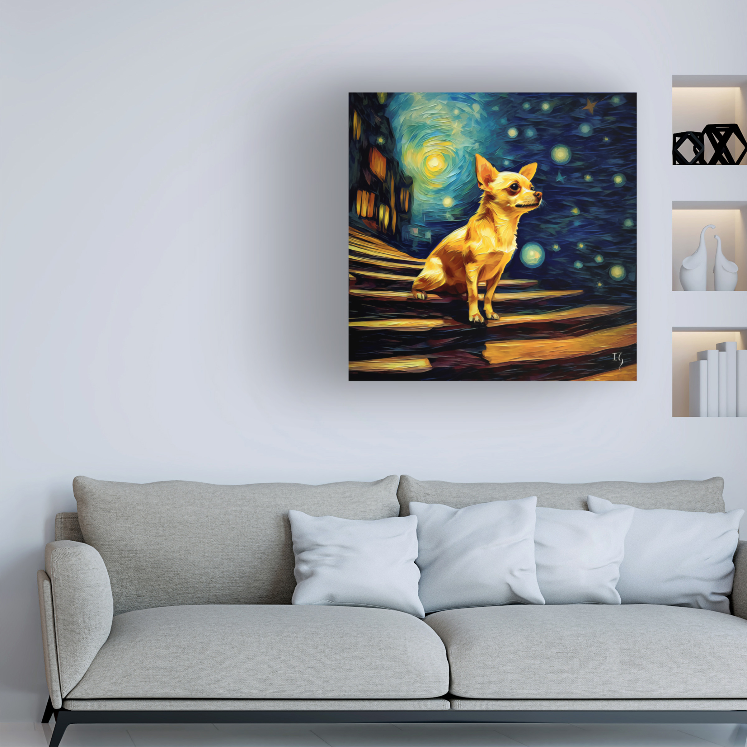 Canvas Wall Art - Ivan Guaderrama 'A Chihuahua's Heavenward Gaze' Wall Art for Living Room, Bedroom, or Office Décor by Trademark Fine Art - 24 x 24 Inches - 24x24