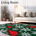 thumbnail image 2 of ODIKA 6'x9' Machine Washable Non-Slip Area Rug, Festive Cardinal with Snowflake Accents Holiday Tree Skirt High Traffic Rug with Pad, Green, 740960, 2 of 8