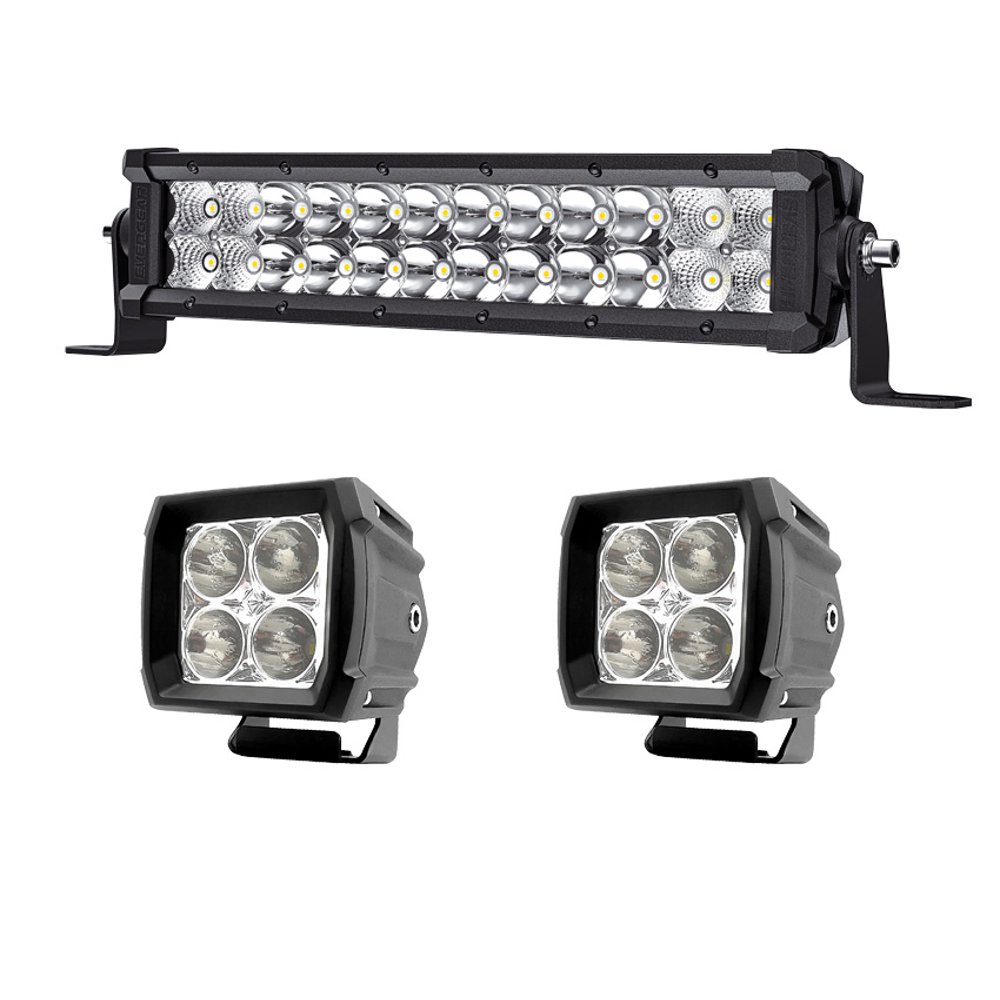 EVERGEAR 3 Pack 13.25 Inch 36W Dual Row LED Light Bar & 3 Inch 20W