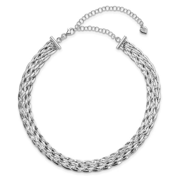 Diamond2Deal 925 Sterling Silver RH-plate Polished with 4" ext. Choker Necklace for Women 16"