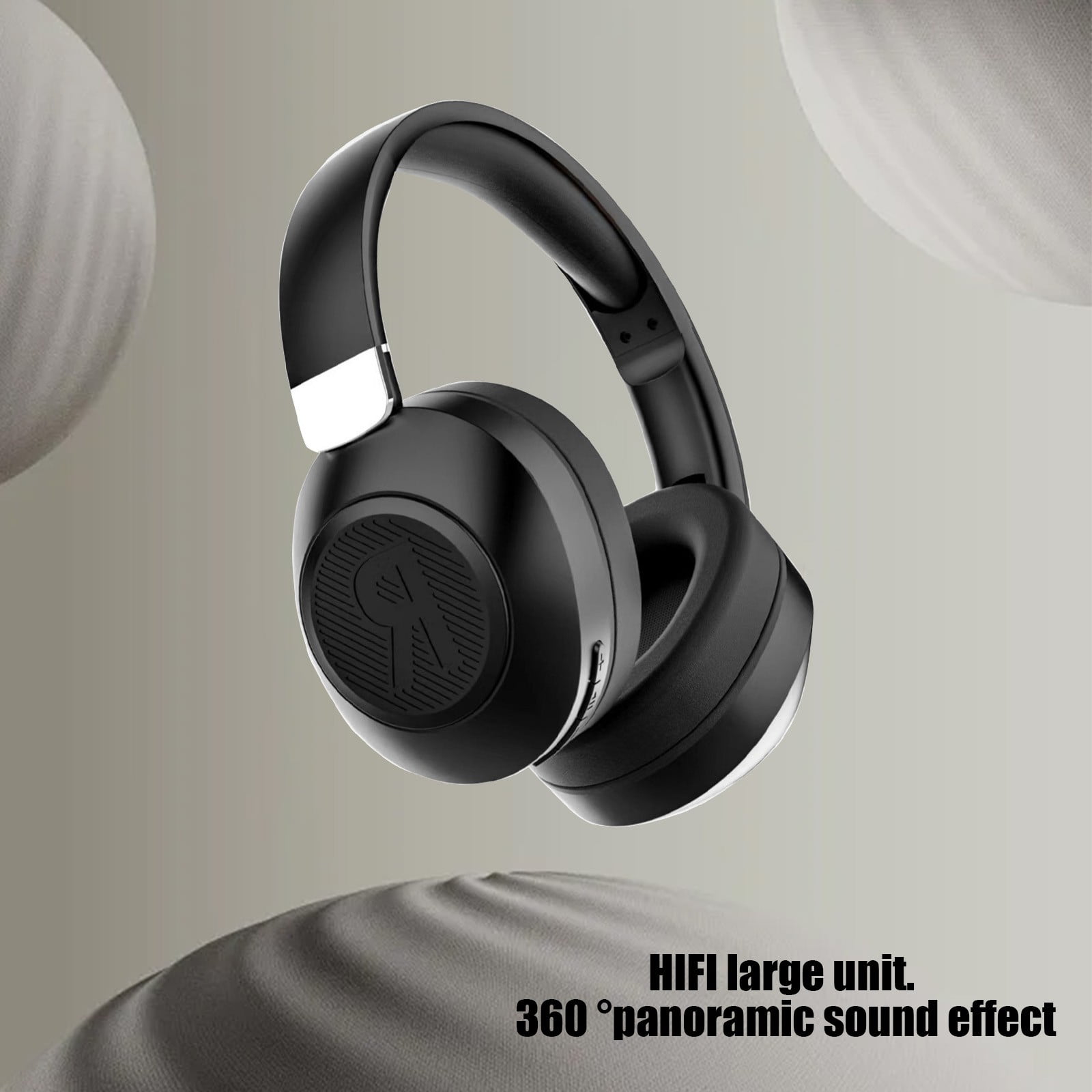 Wireless Bluetooth Headphones Over Ear 65H Playtime HiFi Stereo Headset with Microphone and 6EQ Modes Foldable Bluetooth V5.3 Headphones for Travel Smartphone Computer Laptop,Black