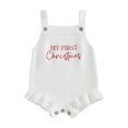 thumbnail image 1 of SUNSIOM Baby Girl Knit Romper Sleeveless Square Neck Letter Print Ruffle Bodysuit Newborn Overalls, 1 of 7
