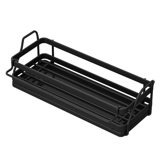 Metal Sink Caddy Organizer with Removable Drip Tray - Rustproof Kitchen Sponge/Brush Holder for Countertop Space Saving (25.5x10cm, Wall Mount)