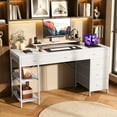 thumbnail image 5 of Amadwell 47" Desk with Drawers & Storage, Office Desk with Reversible Shelves, Gaming Computer Desk, White, 5 of 9