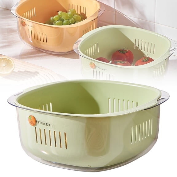 FENGGHAO Vegetable Washing Basket Strainer with Thickened Basin Wall Double Layer Multi Purpose Reusable Kitchen Colander