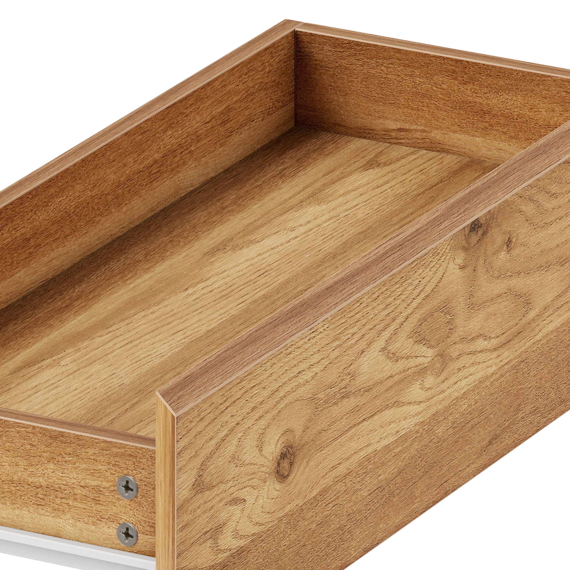 Uforic Square Center Table with Drawers, Coffee Table with LED Lights for Living Room, Brown