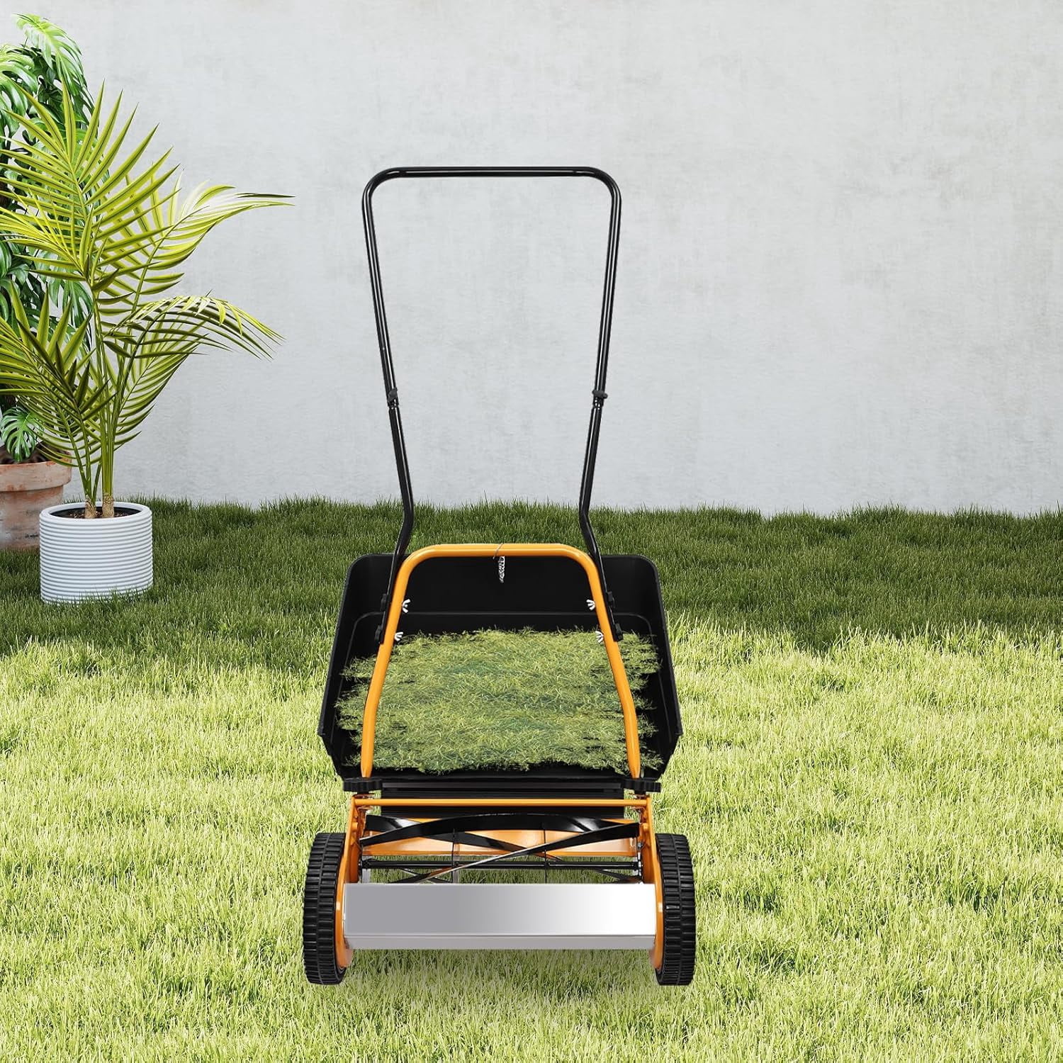 Miumaeov Push Reel Lawn Mower 16-Inch,Push Lawn Mower,for Cleaning Lawns, Sidewalks, Driveways