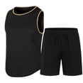 thumbnail image 4 of WRKEKC Mens 2 Piece Outfits Solid Color Casual Running Fitness Sport Pocket Drawstring Waist Shorts with Round Neck Tank Top Beach Set, 4 of 9