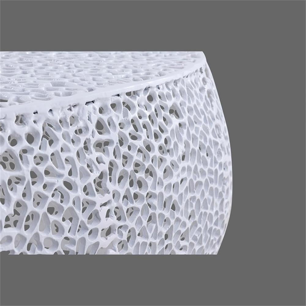 Pemberly Row Oval Shape Coffee Table Made with Aluminum in White Color