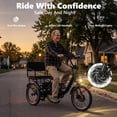 thumbnail image 6 of YEBEI Electric Tricycle for Adults Folding Electric Trike 3 Wheel Electric Bike with Two-Seater Large Basket Powerful Brushless 450W Motor 48V15AH Lithium Battery Max 20MPH E-Tricycle Black, 6 of 10