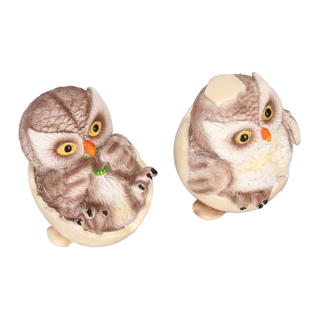 LetCart 2 Piezas Adorno De Búho De Resina Decoración De Escritorio Figuras De Búho De Cáscara De Huevo Linda Adorno De Mesa para Sala De Estar Oficina