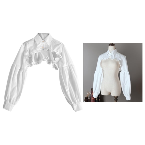 Cuello de imitación de para mujer, elegante cuello Flase, de media desmontable, cuello de de manga larga - Blanco BLESIY Collar falso de algodón para mujer