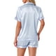 thumbnail image 3 of INSPIRE CHIC Conjunto de Pijama de Verano para Mujeres, Camisa de Botones con Pantalones Cortos a Rayas Azules, 3 of 6