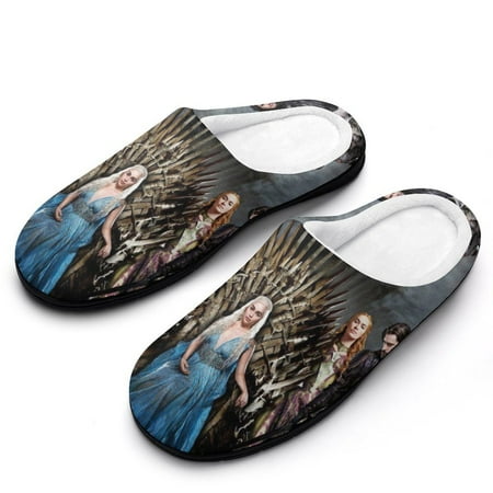 

Men Game of Thrones Slippers Non-Slip Fuzzy House Slippers Warm Soft Plush Winter House Shoes Indoor Outdoor Slip-On Shoes