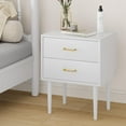 thumbnail image 6 of 26 H White Nightstand with 2 Drawers, Small Night Stand with Gold Handles, Bedside Table with Solid Wood Legs, Tall Nightstands for Bedroom, 6 of 7