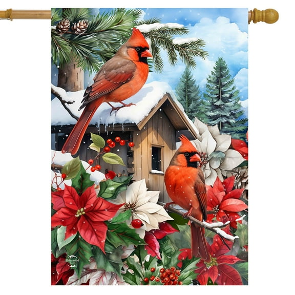 Briarwood Lane Cardinals and Poinsettias House Flag