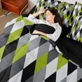 thumbnail image 4 of jejeloiu Modern Abstract Geometric 7-Piece Twin Bedding Sets,Green Gray Rhombus Bedding Comforter Set For Men Women Reversible, 4 of 8