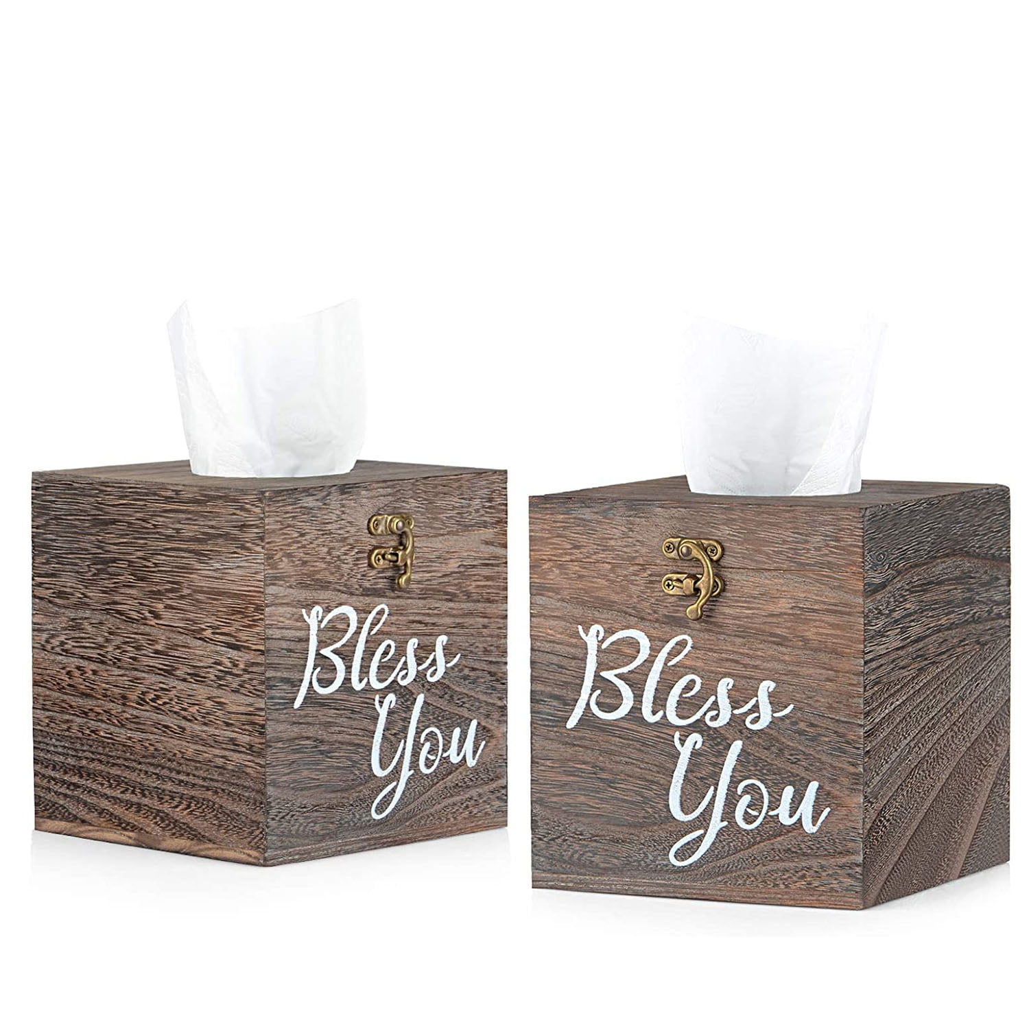 Set of 2,Bless You Wood Tissue Box Cover,Tissue Box Cover Squre,Bthroom Tissue Box Cover