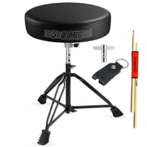 Adjustable Padded Drum Throne & Guitar Stool - Anti-Slip Rubber Feet, Universal Music Chair for Adults & Kids - Black