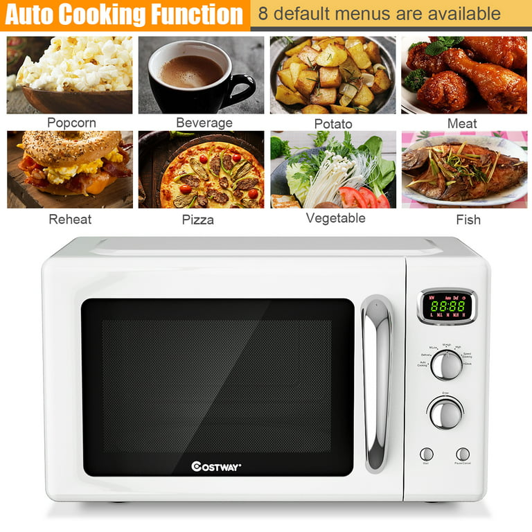 Costway 0.9 Cu.ft Retro Countertop Compact Microwave Oven - White