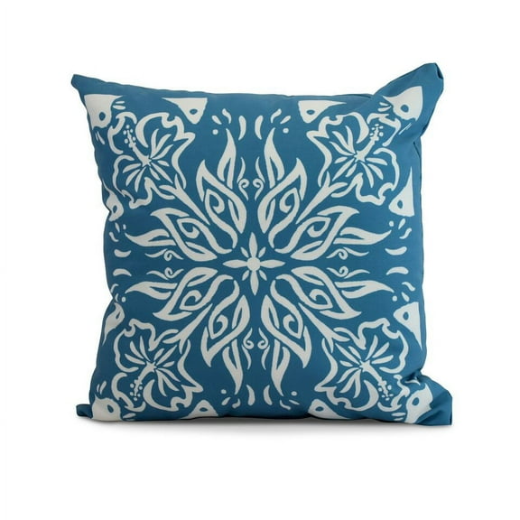 Simply Daisy, 18 x 18 Inch, Cuban Tile 3, Geometric Print Pillow, Teal