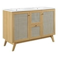 thumbnail image 3 of Modway Soma 48" Double Sink Modern Wood Bathroom Vanity in Oak and White, 3 of 17