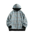 thumbnail image 3 of ZCFZJW Long Sleeve Plaid Hooded Jackets for Men Big and Tall Regular Fit Casual Full Zip up Hoodie Outwear Coat with Pockets Lightweight Pullover Sweatshirts Black XXXXL, 3 of 8