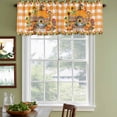 thumbnail image 3 of Fall Pumpkins Curtain Valances for Windows, Kitchen Valance Window Treatments Panel 2 Pack, Thanksgiving Sunflowers Rustic Orange Plaid Rod Pocket Short Curtains for Bathroom Bedroom 42 x 18 Inch, 3 of 8