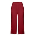 thumbnail image 4 of Aloohaidyvio Capri Pants for Women Plus Size 2024,Spring Summer Women's Casual Elastic Loose Pants Straight Wide Leg Trousers Pants, 4 of 5
